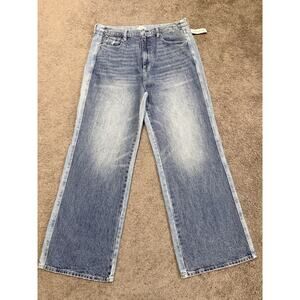 PAC Sun Baggy Wide Leg Size 32 Jeans NWT Two Toned Blue Light Wash Denim